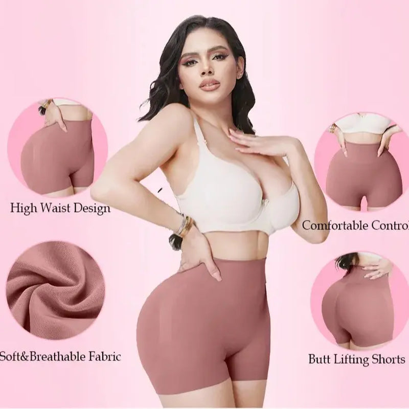 SHAPESHE High- Waisted Seamless Butt Lifted Bodysuits Shorts