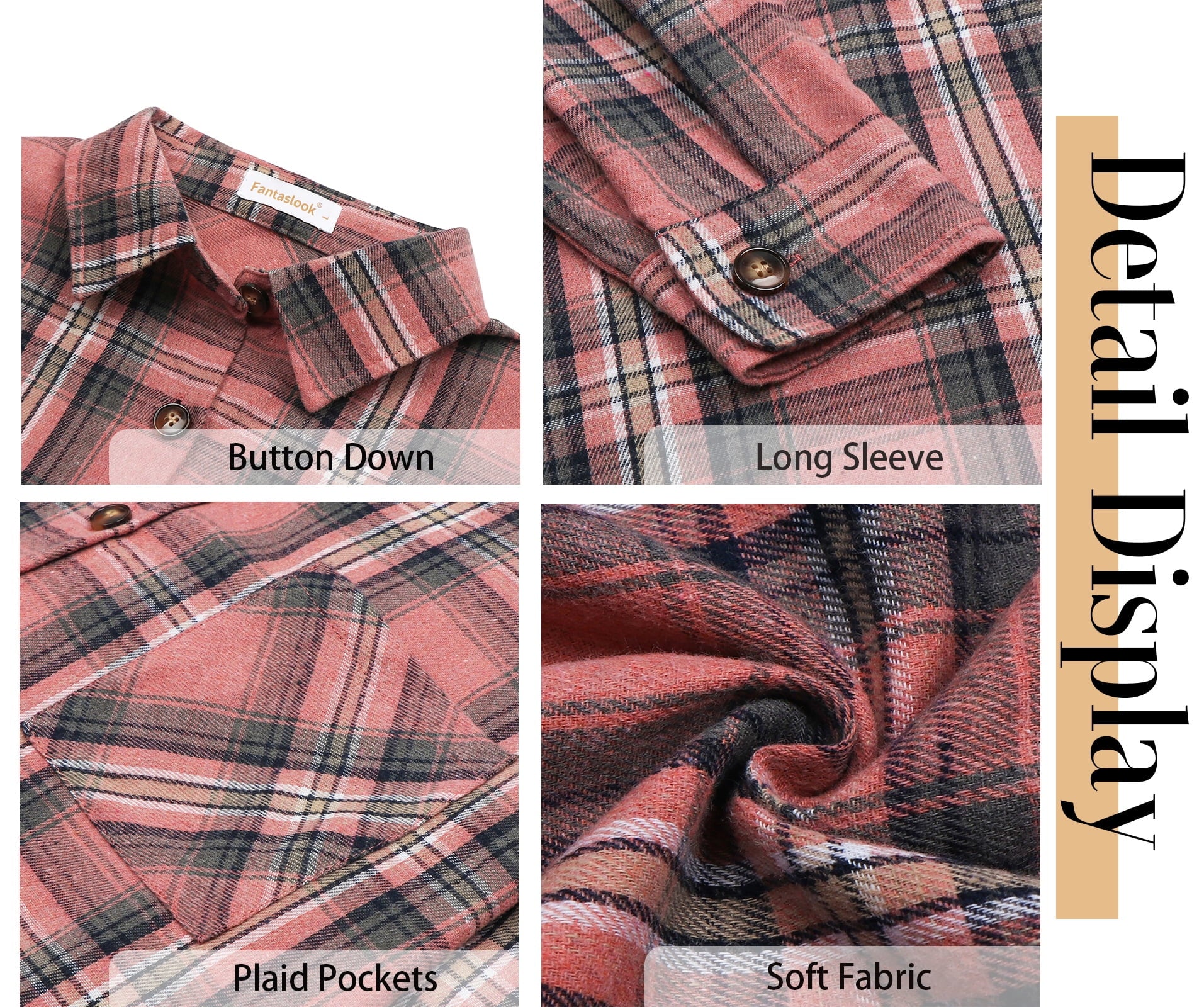 plus Size Flannel Plaid Shirts for Women Long Sleeve Button down Shirts Casual Loose Blouses Tops