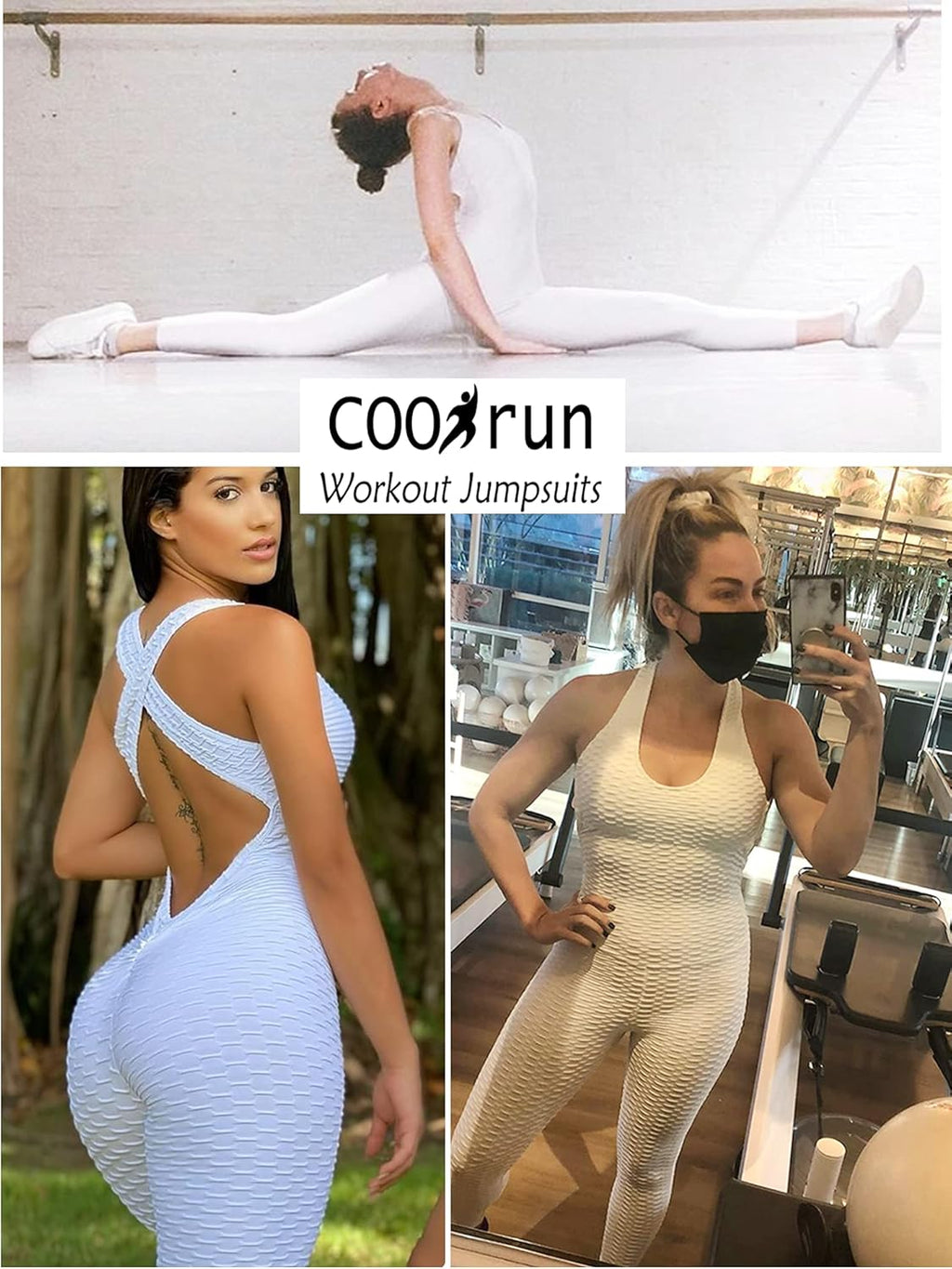 Women'S Sports Activewear Sleeveless Yoga Jumpsuit Bodycon Workout Romper Playsuit plus Size White XXL