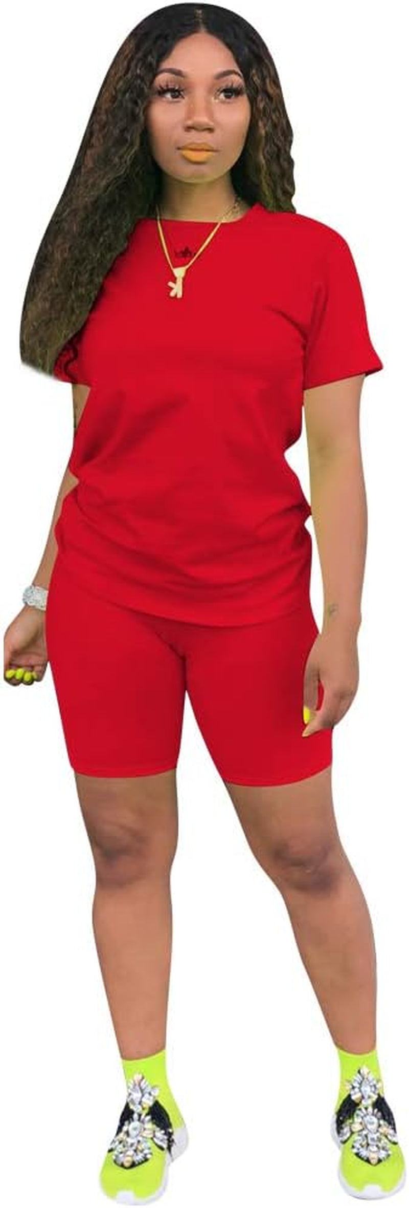 Women Two Piece Outfits Sets-Tracksuit Set Short Sleeve T Shirts + Short Pants Bodycon Jumpsuit Set Jogging Suit