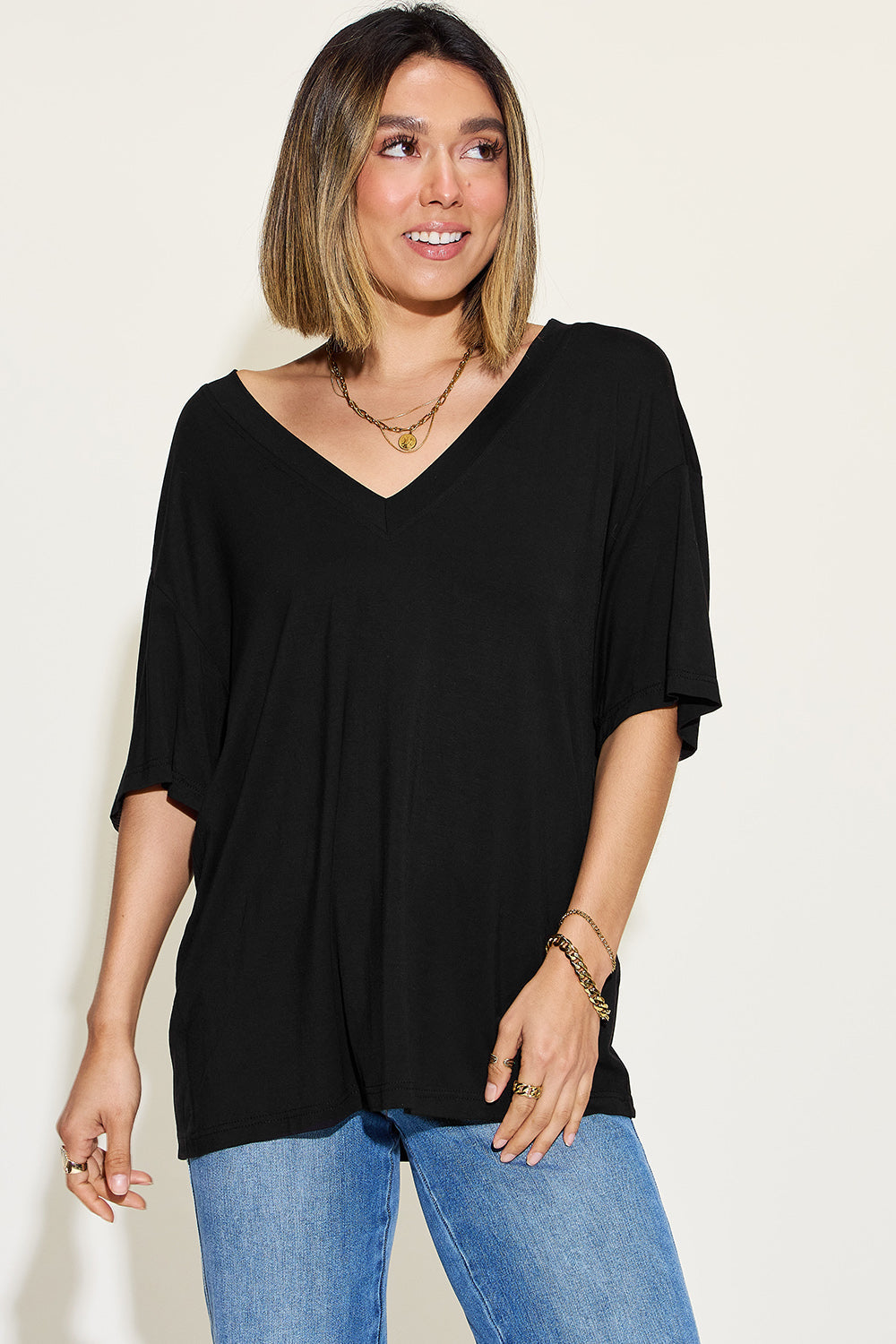 Relaxed Fit Bamboo Tee with Drop Shoulder
