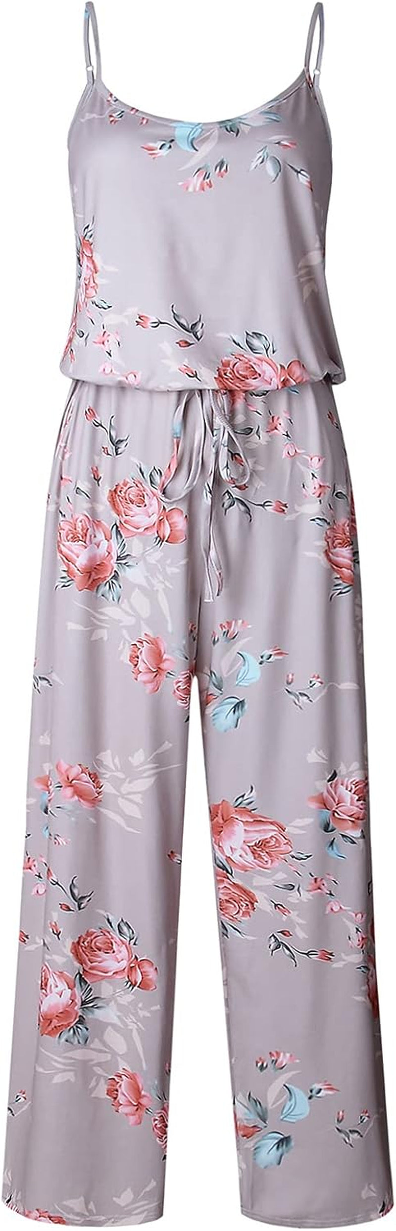 Women'S Floral Printed Jumpsuits Solid Rompers Casual Comfy Striped Jumpsuit with Pockets