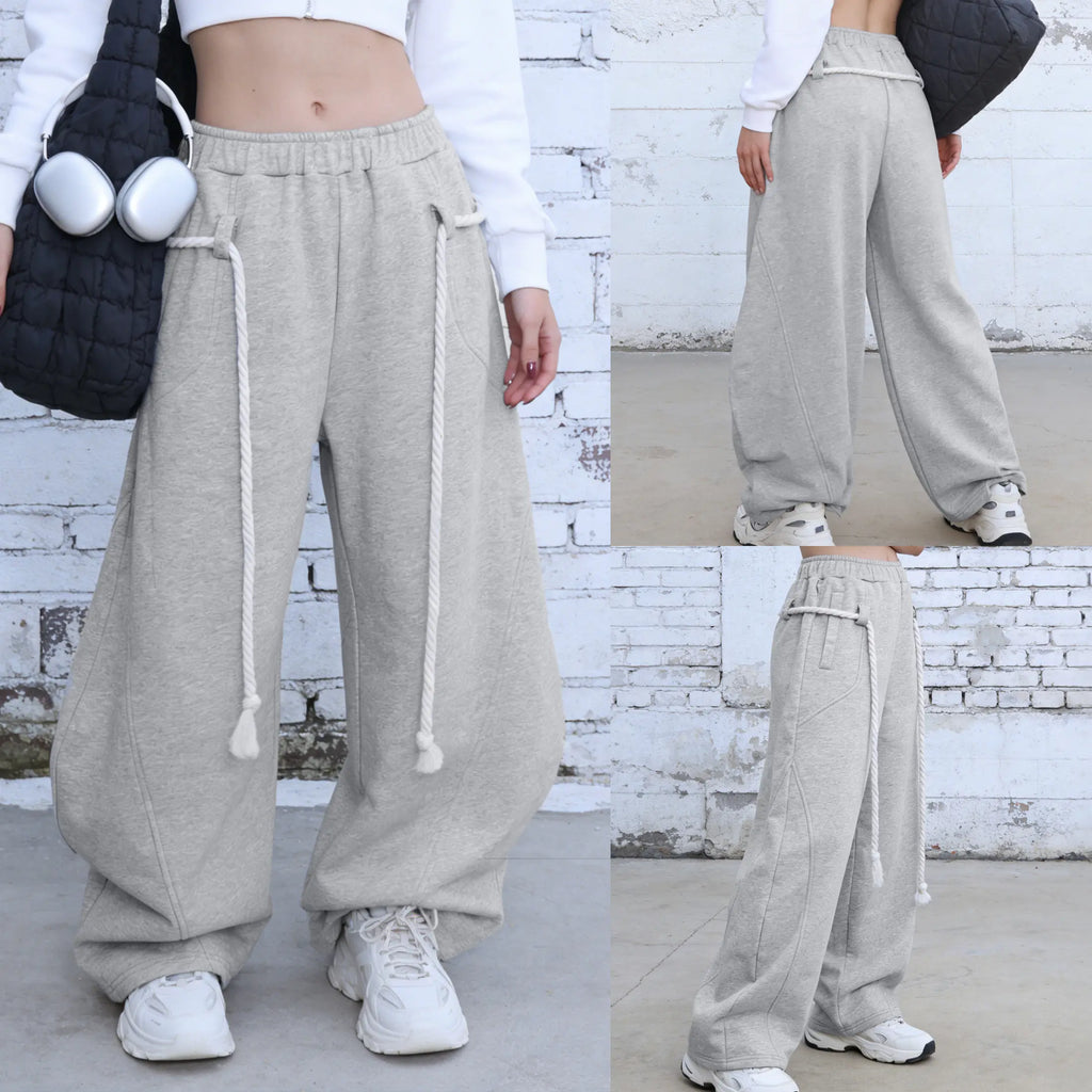 SCUSTY Baggy Barrel Sweatpants Wide Leg Pants for Women Casual Elastic Waist Unisex Lantern Trouser Pants