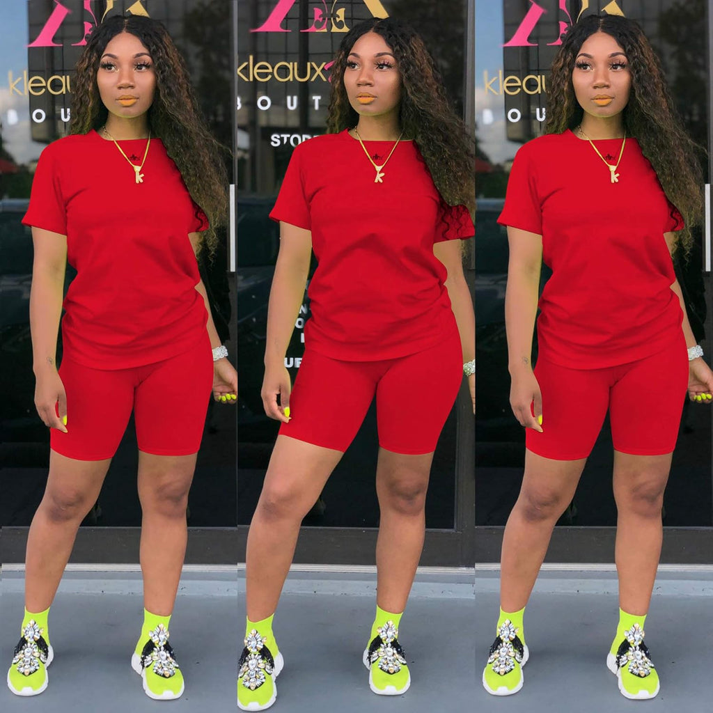 Women Two Piece Outfits Sets-Tracksuit Set Short Sleeve T Shirts + Short Pants Bodycon Jumpsuit Set Jogging Suit