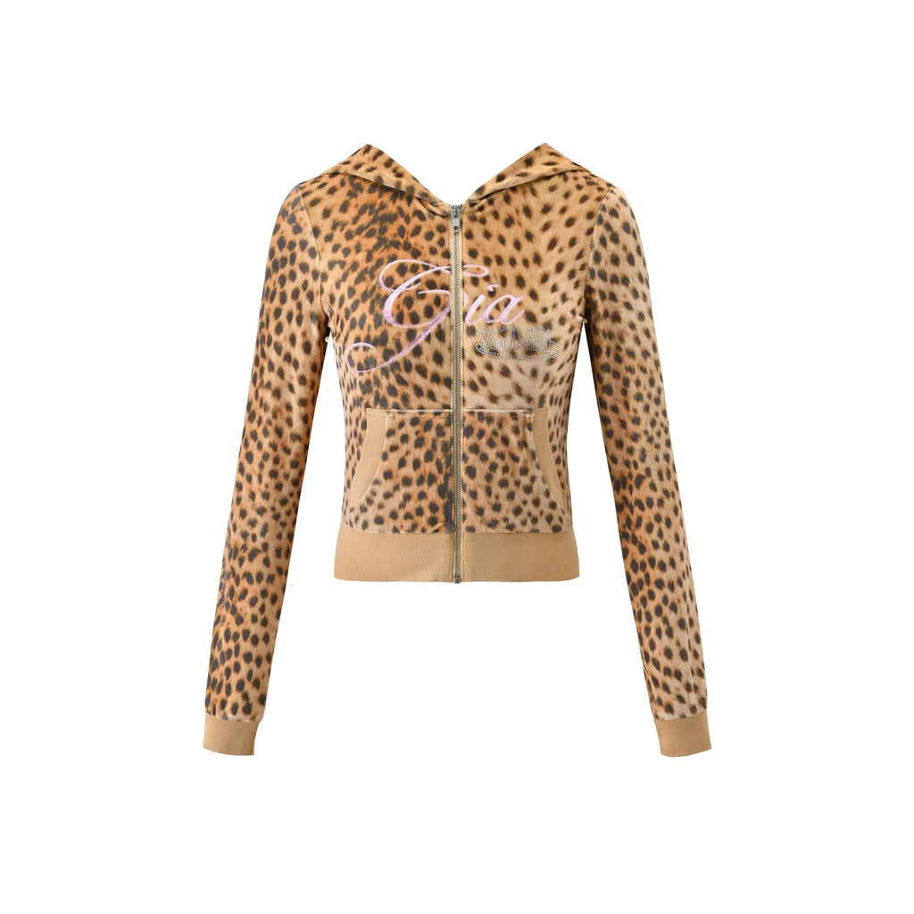 I.AM.GIA X VON DUTCH KAMERON VELOUR JACKET - LEOPARD
