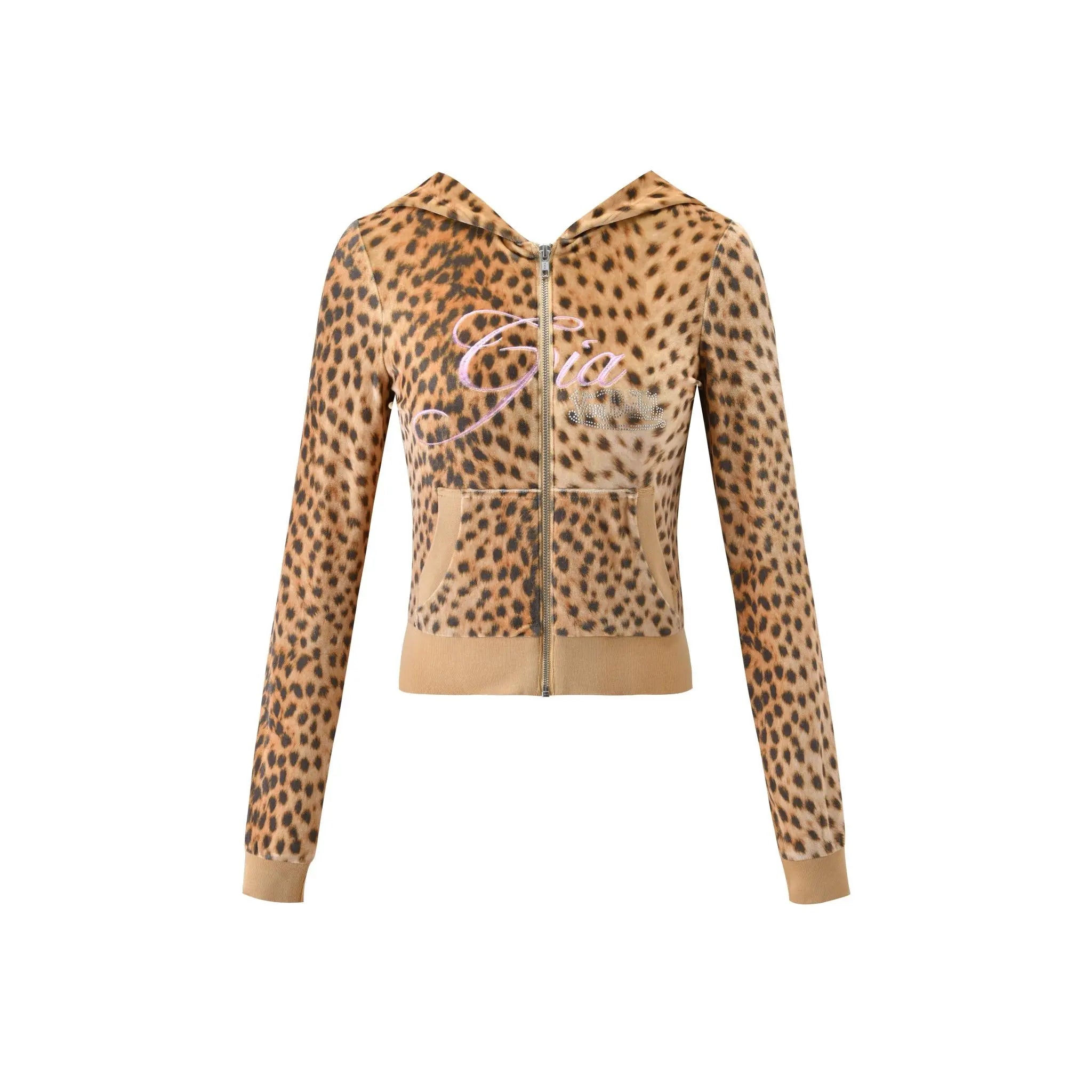 I.AM.GIA X VON DUTCH KAMERON VELOUR JACKET - LEOPARD