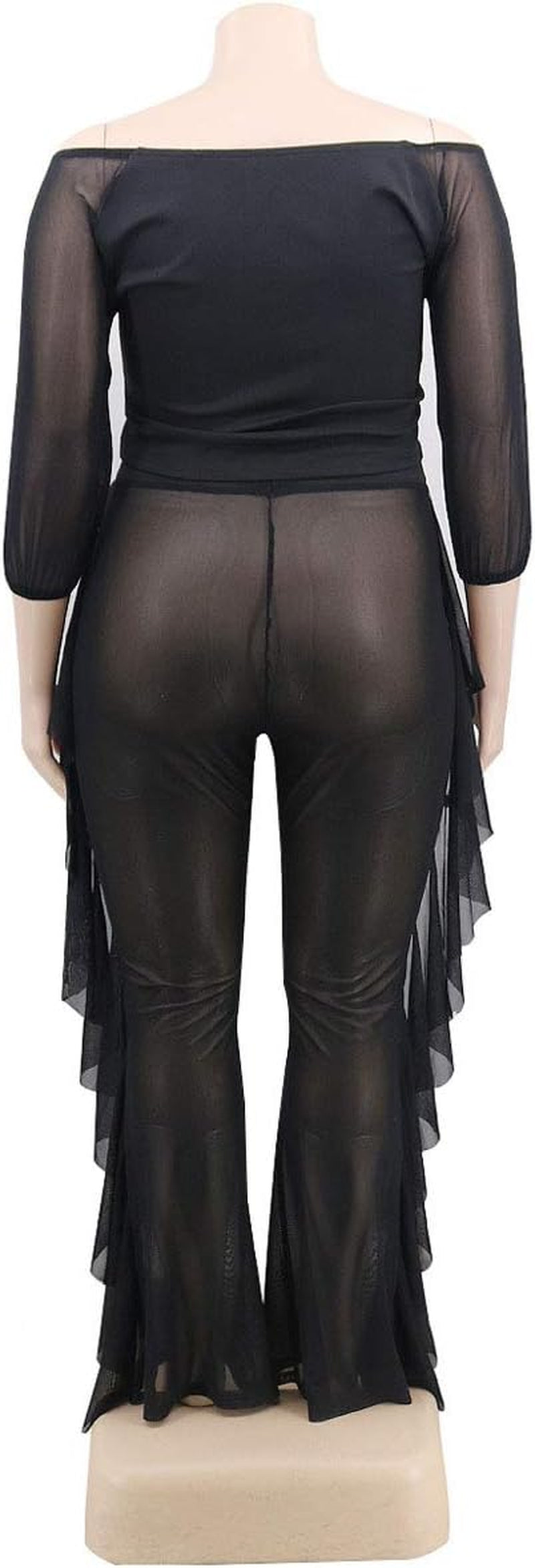 Women'S Sexy plus Size See through Jumpsuit Sheer Mesh Bodycon Floral Jumpsuit plus Size Clubwear Rompers