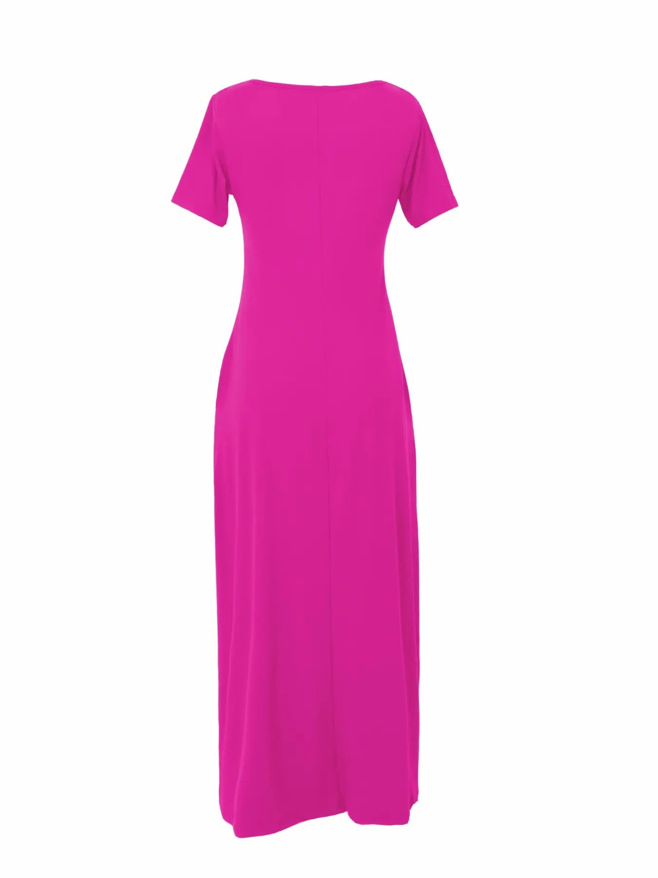 Women'S Long Fitted Coffee Dress, Large round Neck Short Sleeve Pocket Sleepwear, Casual Home Clothing Soft Fabric All Seasons Wear