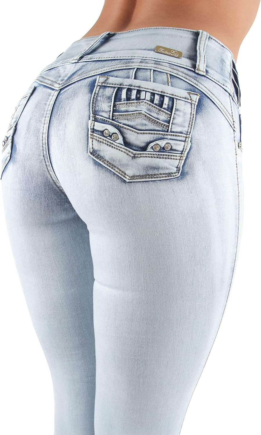 Women'S Juniors/Plus Colombian Design Butt Lift Push up Mid Waist Skinny Jeans