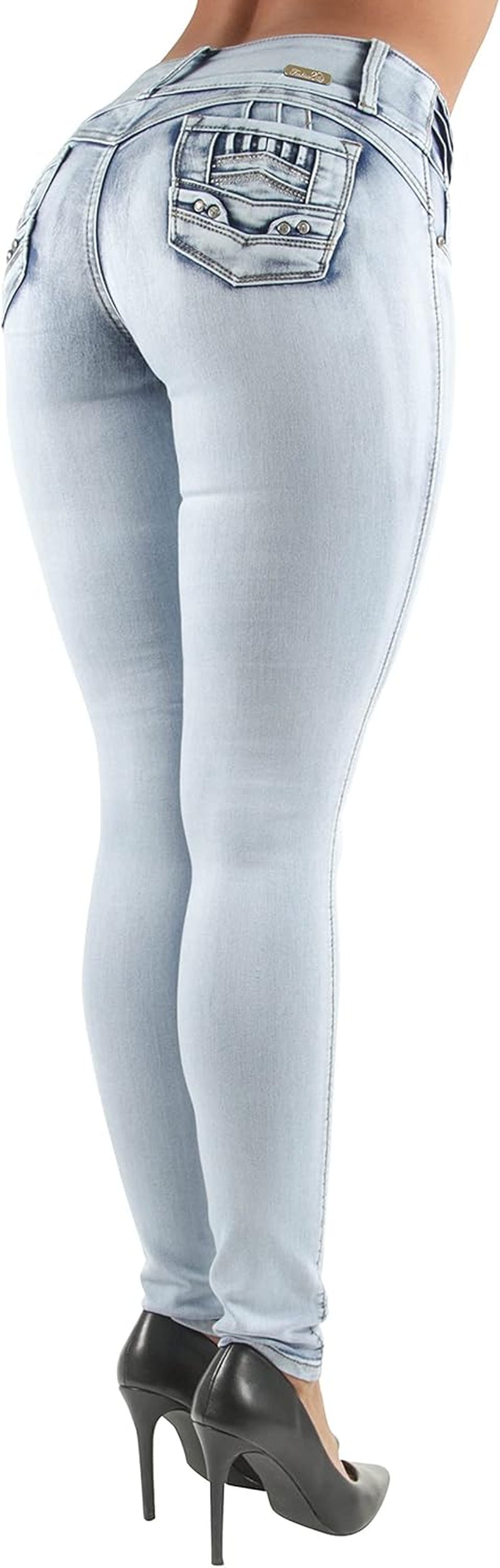 Women'S Juniors/Plus Colombian Design Butt Lift Push up Mid Waist Skinny Jeans