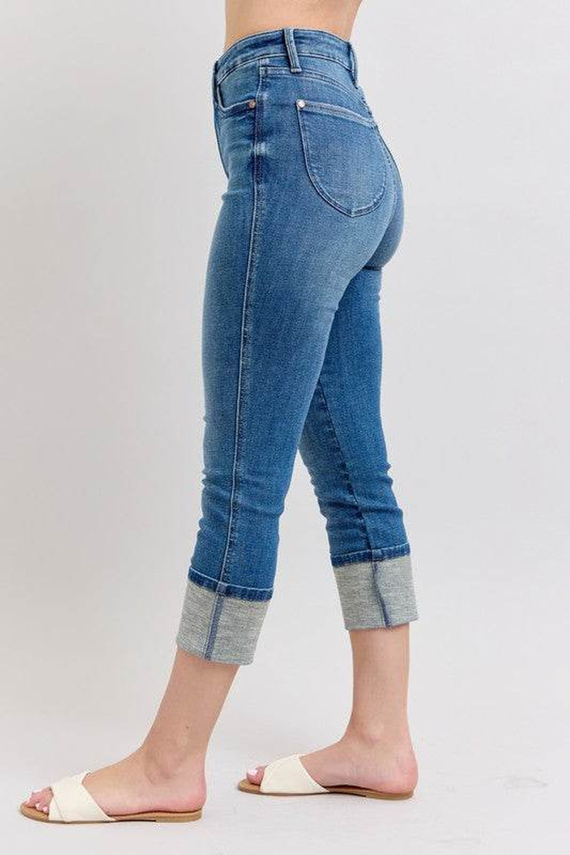 Judy Blue Full Size Skinny Cuff Capris Jeans with Pockets plus Size