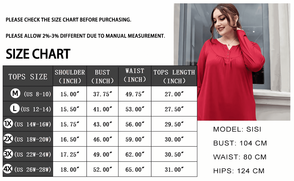 Womens plus Size Long Sleeve Tunic Tops Casual Floral Henley Shirts M-4X