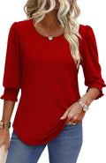 Summer Blouses for Women 3/4 Sleeve Shirts Ladies Casual Crew Neck Womens Tunic Tops