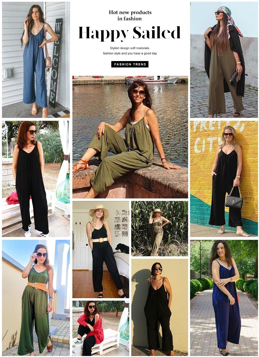 Womens plus Size Sleeveless V Neck Adjustable Spaghetti Strap Long Romper Jumpsuits with Pockets,Xxx-Large Gray