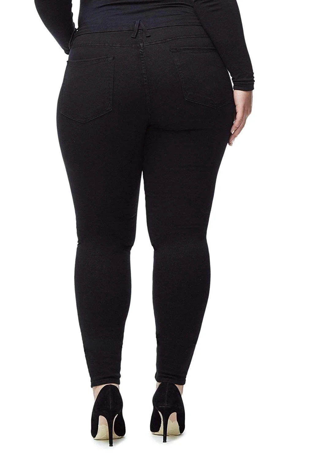 Womens plus Size Stretch Distressed Ripped Skinny Black Denim Jeans Pants (L0023XL)