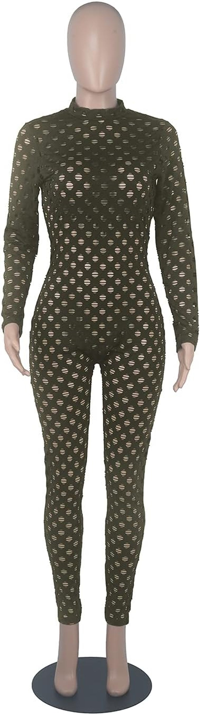 Sexy Club Outfits for Women One Piece Jumpsuits Long Sleeve Bodysuits Bodycon Leggings Pants Suits