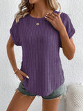 Plus Size Ribbed Texture Short Sleeve T-Shirt