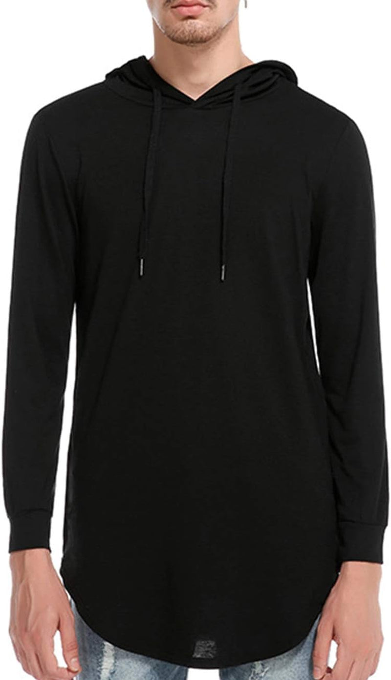 Mens Hipster Long Sleeve Side Zipper Hooded Shirt Pullover Sweatshirt