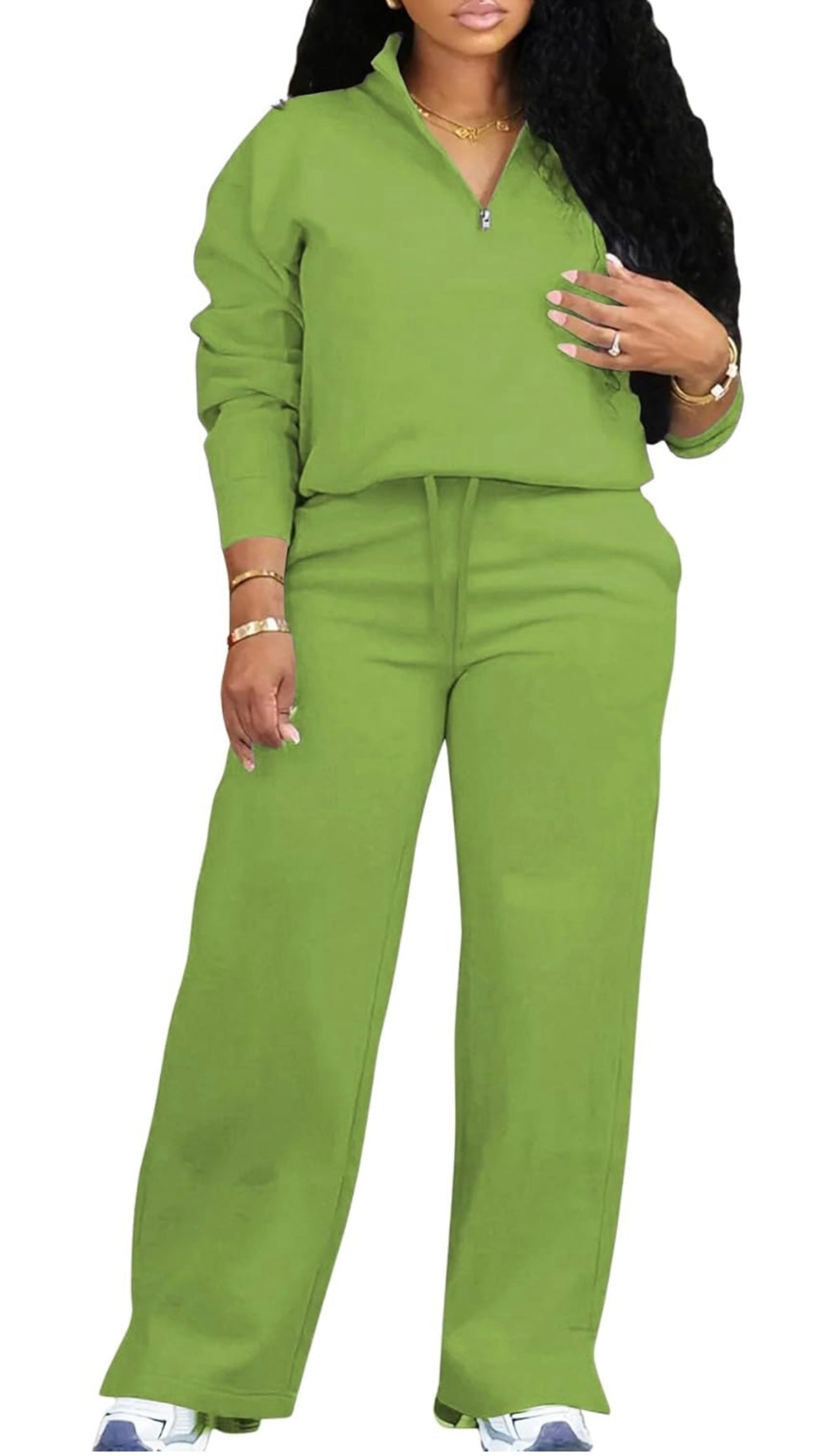 Women's 2 Piece Tracksuit - Oversized Half Zip Sweatsuit Set | AURORE LUXURE