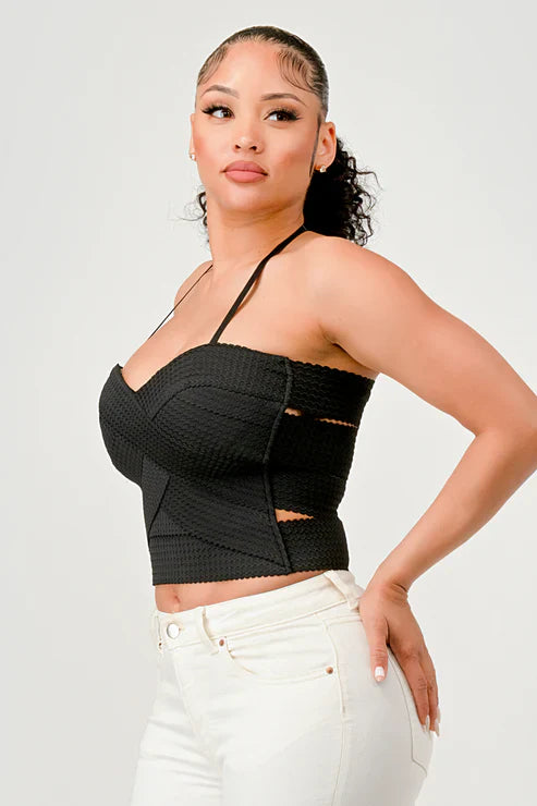 ZIG ZAG BANDAGE CROP TUBE TOP