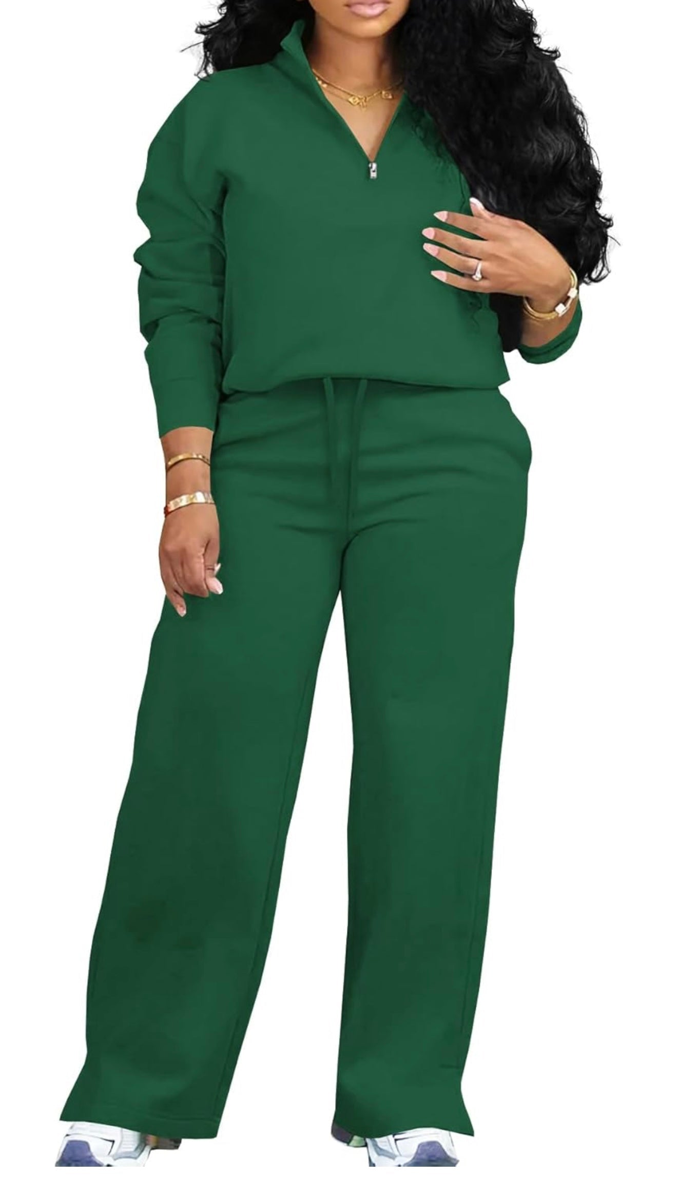 Women's 2 Piece Tracksuit - Oversized Half Zip Sweatsuit Set | AURORE LUXURE
