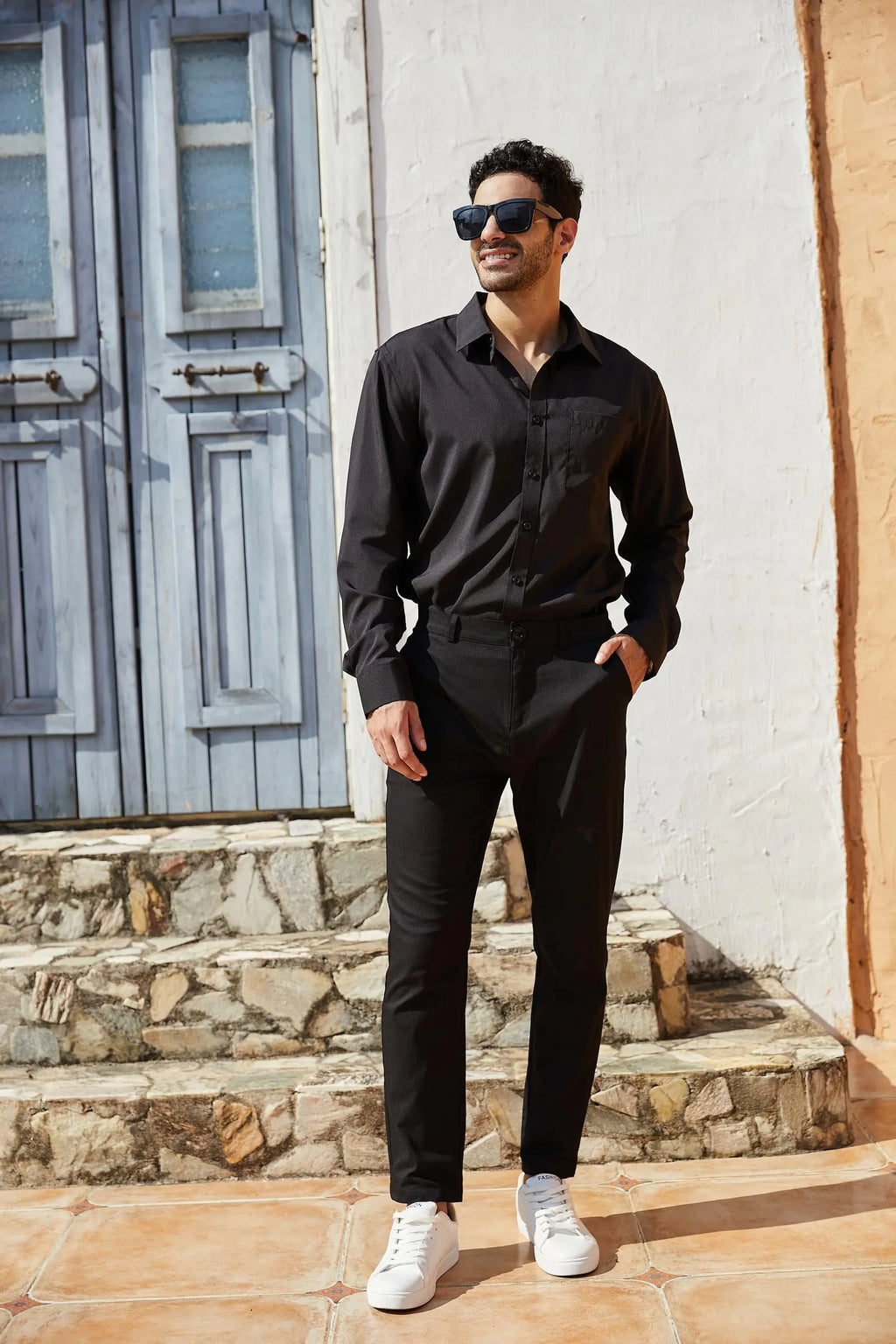 Boys Mens Fashion Slim Fit Dress Pants Casual Business Skinny Stretch Pants Golf Pants Small Navy - # BOAA13410005