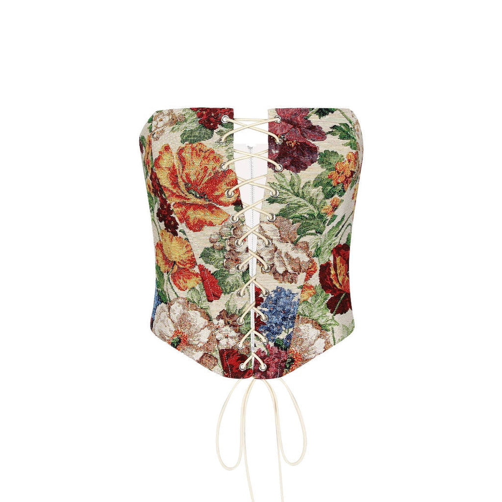 Sexy Tube Top Strap Vest Women Irregular Asymmetric Short Cropped Outfit Printed Boning Corset Bra Sexy Top