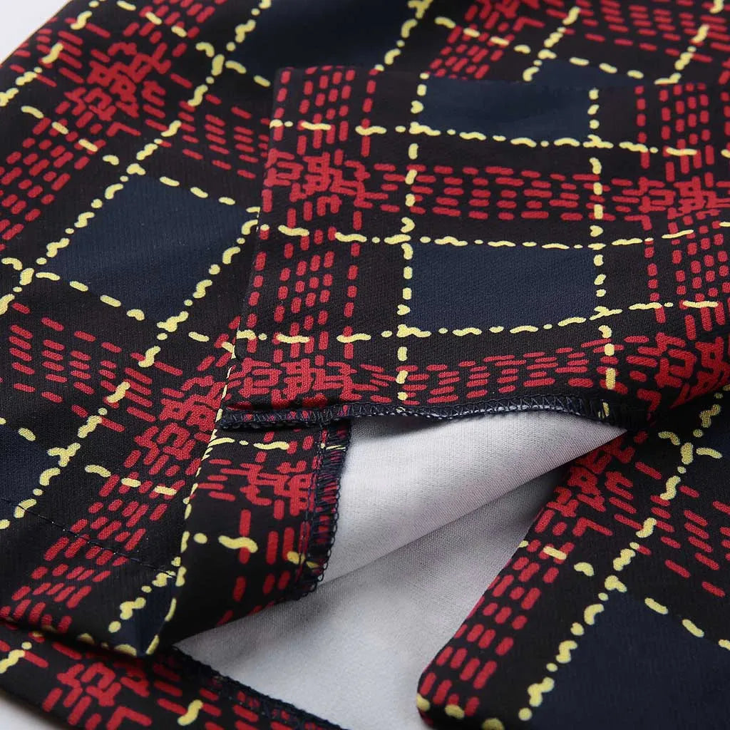 Double Button Plaid Dress - Vintage Plus Size