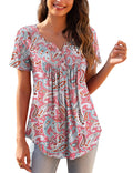Women'S plus Size Tunic Tops Short Sleeve V Neck Casual Blouses M-4X