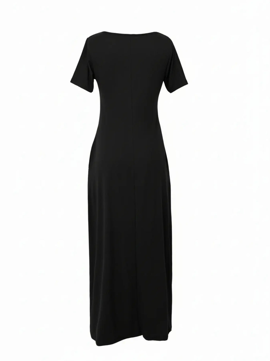 Women'S Long Fitted Coffee Dress, Large round Neck Short Sleeve Pocket Sleepwear, Casual Home Clothing Soft Fabric All Seasons Wear
