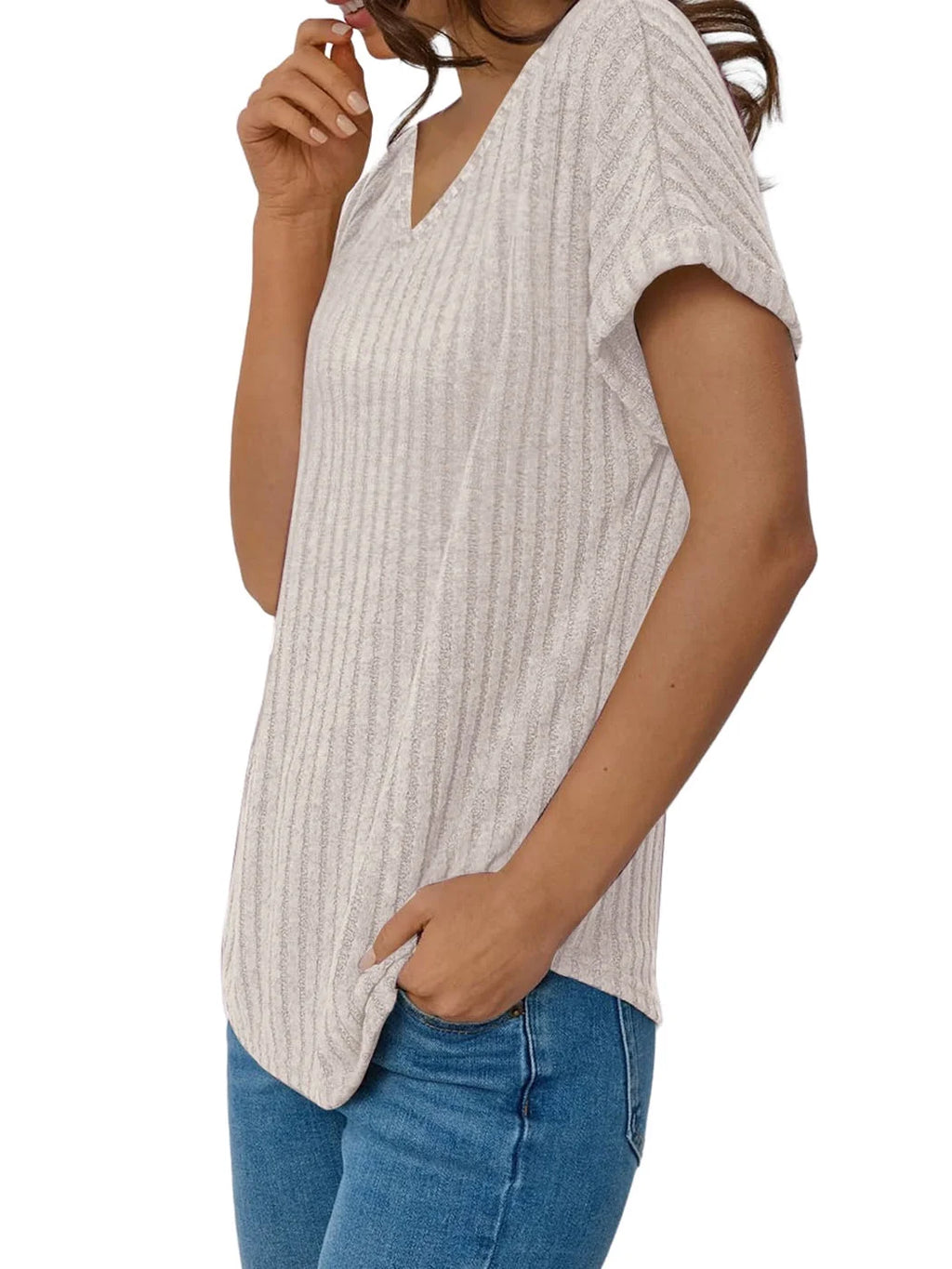 Blouses for Women Casual V Neck Shirts Summer Sweaters Short Sleeve Tunic Tops