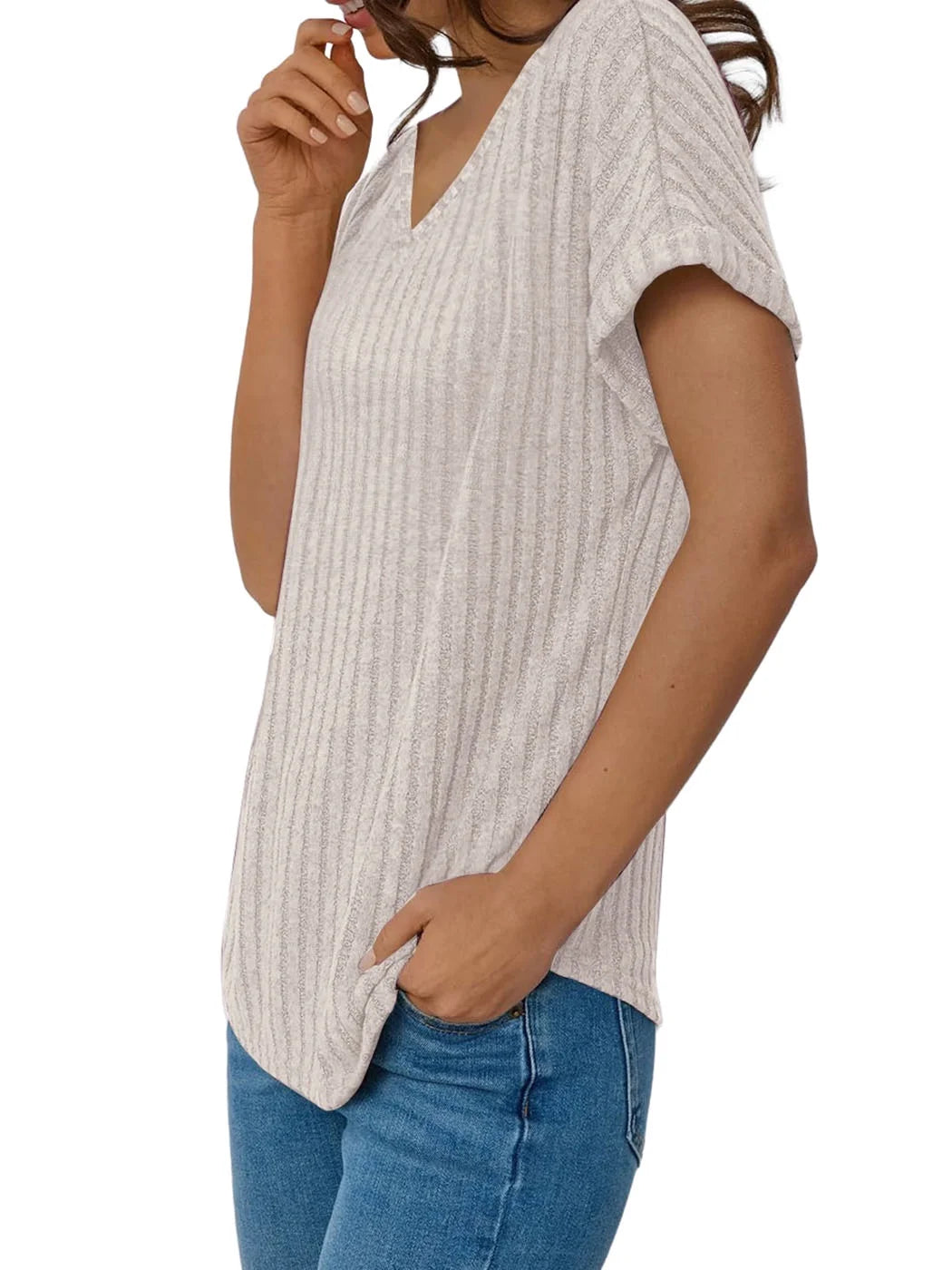 Blouses for Women Casual V Neck Shirts Summer Sweaters Short Sleeve Tunic Tops