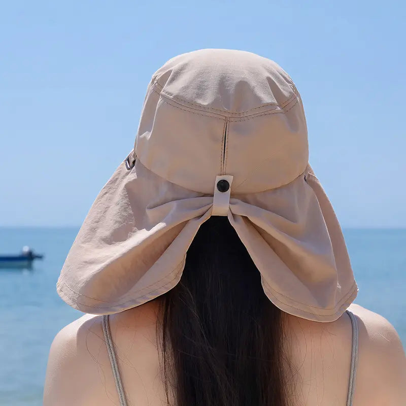 Spring/Summer Wide-Brimmed Sun Hat, Korean Style Fashion Shawl, Outdoor Double-Layer Quick-Drying Waterproof Fisherman Hat