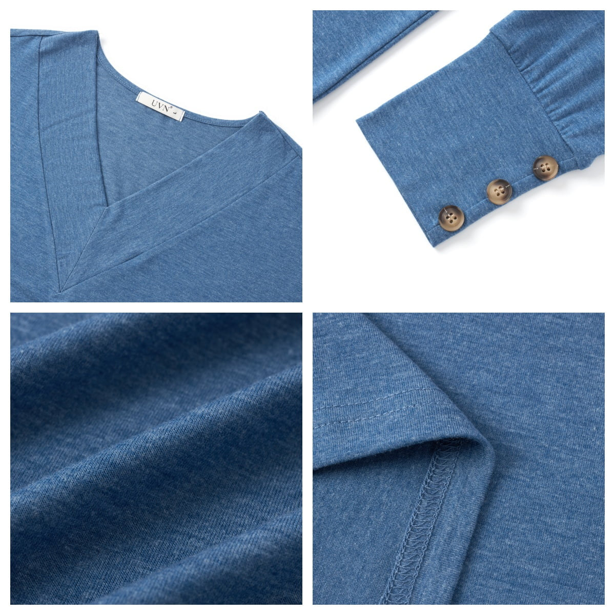 Fall Blouses for Women V Neck Dressy Casual Shirts Loose Fit Long Sleeve Button Tops