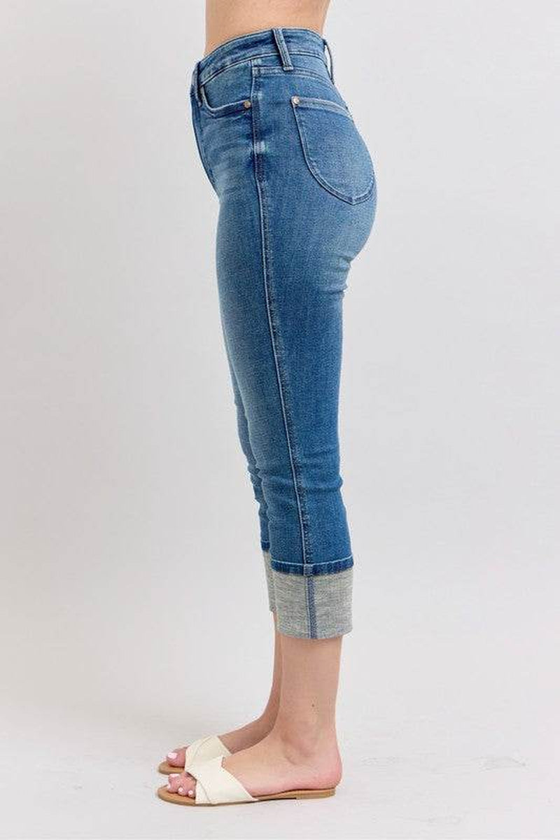 Judy Blue Full Size Skinny Cuff Capris Jeans with Pockets plus Size