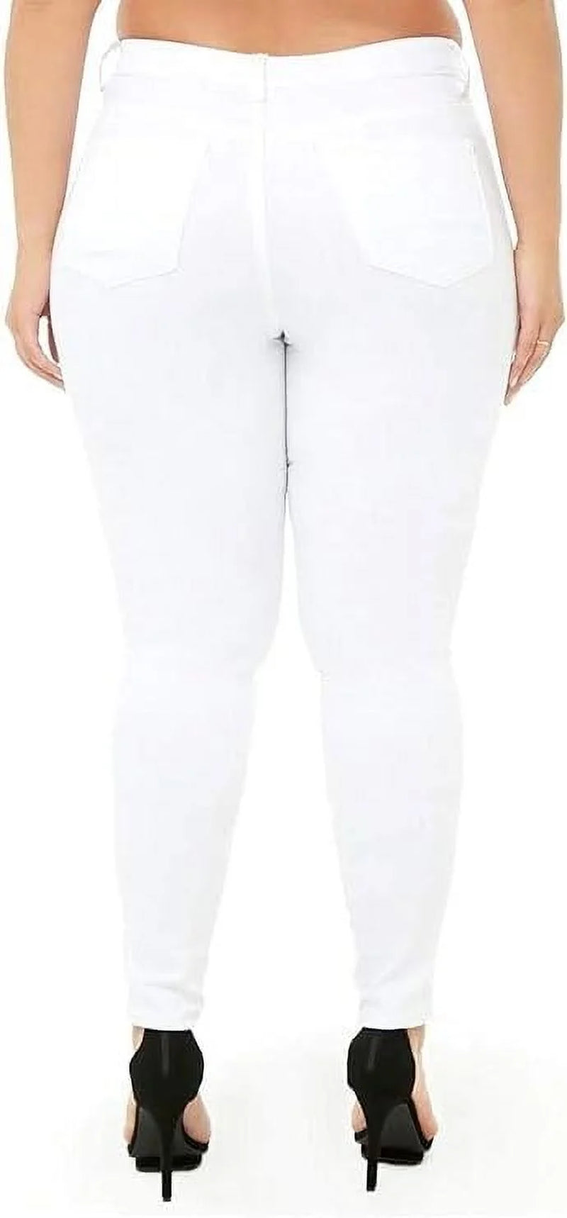 BQ6008-R Womens plus Size Stretch Distressed Ripped Skinny Twill Jeans Pants