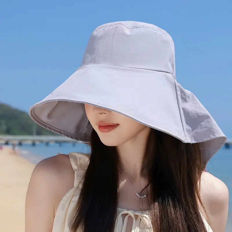 Spring/Summer Wide-Brimmed Sun Hat, Korean Style Fashion Shawl, Outdoor Double-Layer Quick-Drying Waterproof Fisherman Hat