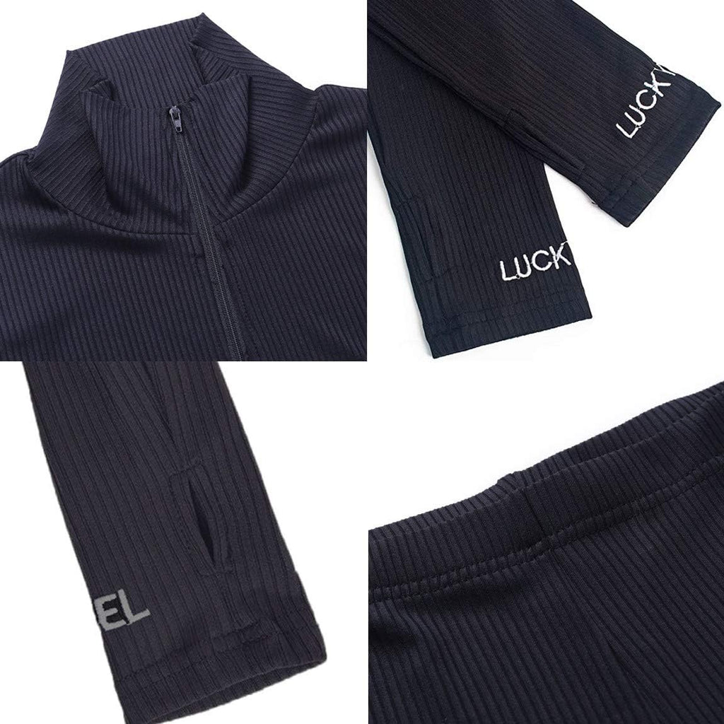 Women Embroidery Zipper High Neck Long Sleeve Bodycon Jumpsuit Shorts Rompers Party Clubwear Outfits Bodysuit (Black-2, XL)