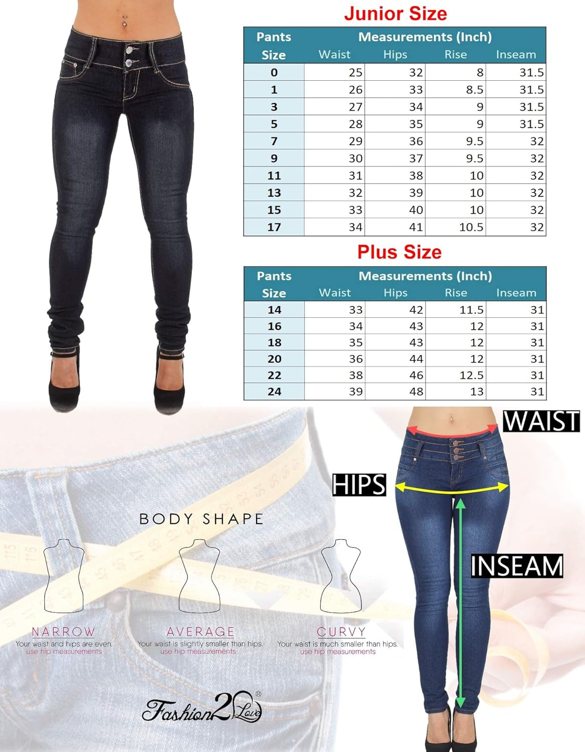 Plus/Junior Size Colombian Design High Waist Butt Lift Levanta Cola Skinny Jeans