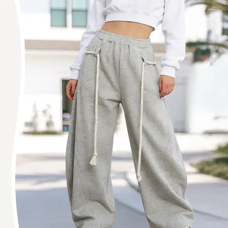 SCUSTY Baggy Barrel Sweatpants Wide Leg Pants for Women Casual Elastic Waist Unisex Lantern Trouser Pants