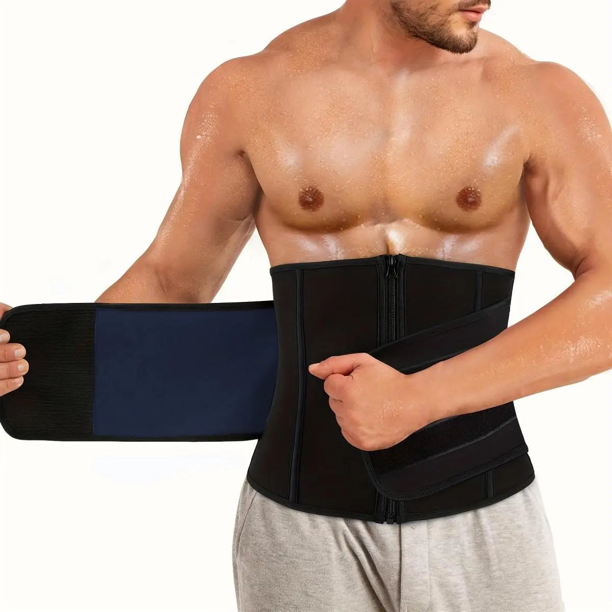 Heavy Duty Men'S Compression Waist Trainer - Firm Stomach Wrap for Fitness & Back Stability(Fits Snug. Size up If Needed.)
