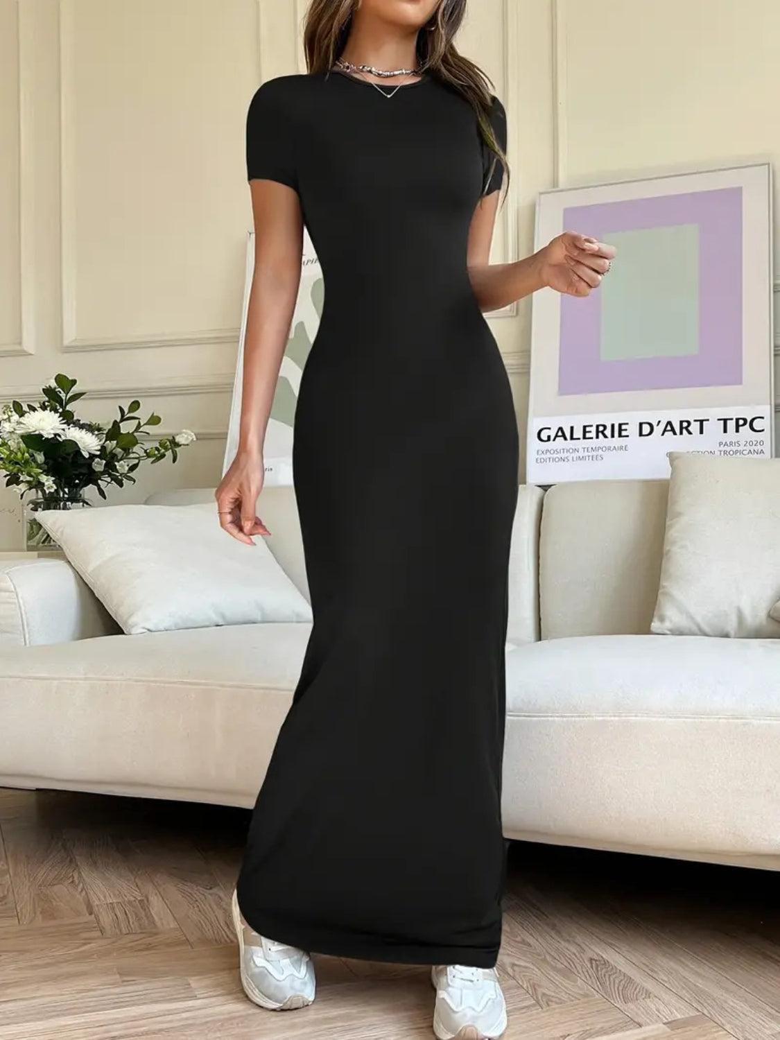 Short Sleeve Maxi Tee Dress