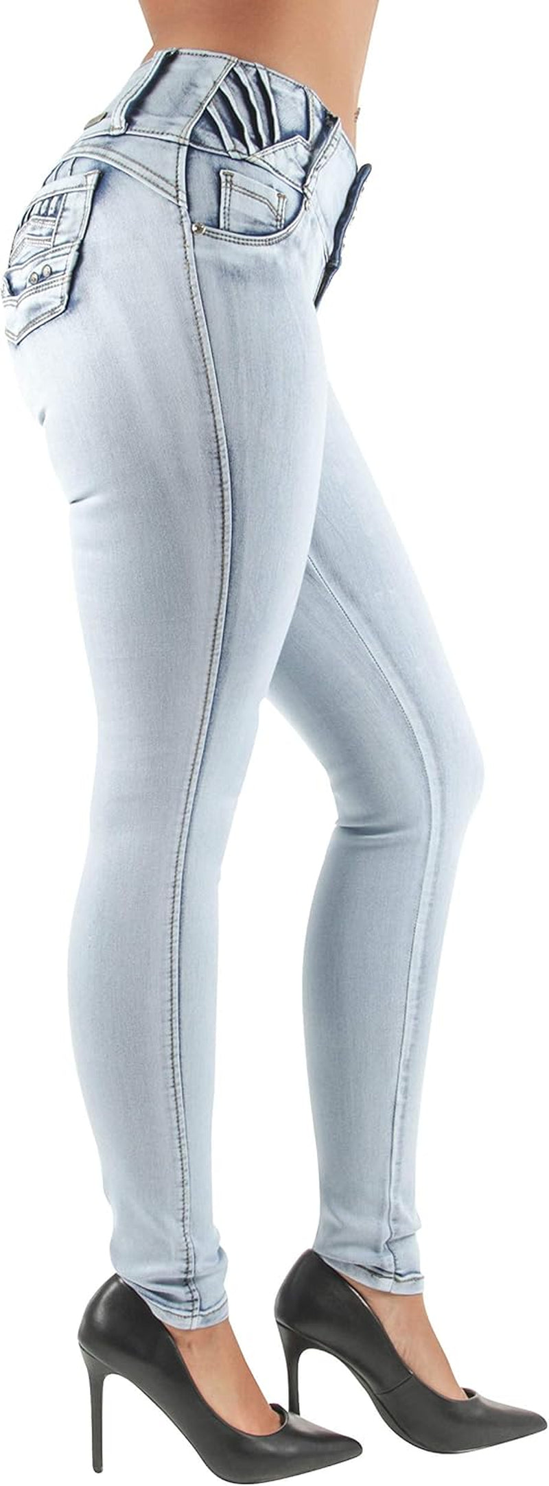 Women'S Juniors/Plus Colombian Design Butt Lift Push up Mid Waist Skinny Jeans