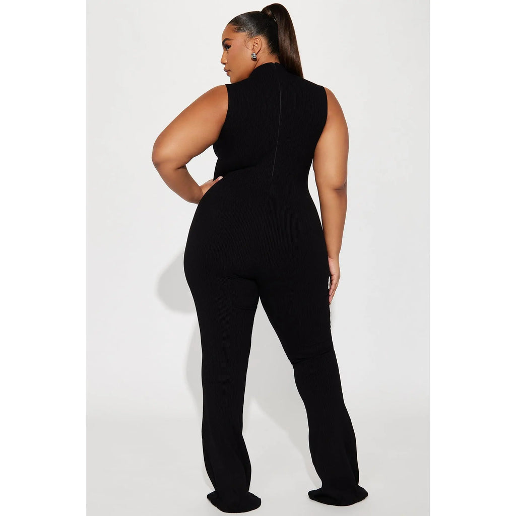 Amber Snatched Flare Jumpsuit - Black