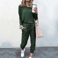 Daily Deals,Two Piece Outfits for Women Fall 2023,Womens Solid Color Sweatsuits Sets 2 Pieces Jogger Sets with Pockets Long Sleeve Jogging Sweat Suit