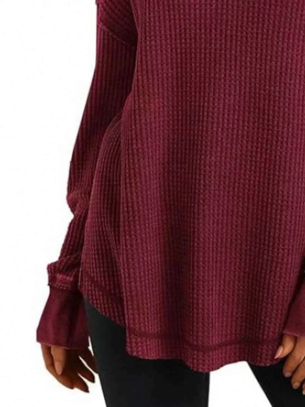 Slit Notched Long Sleeve T-Shirt