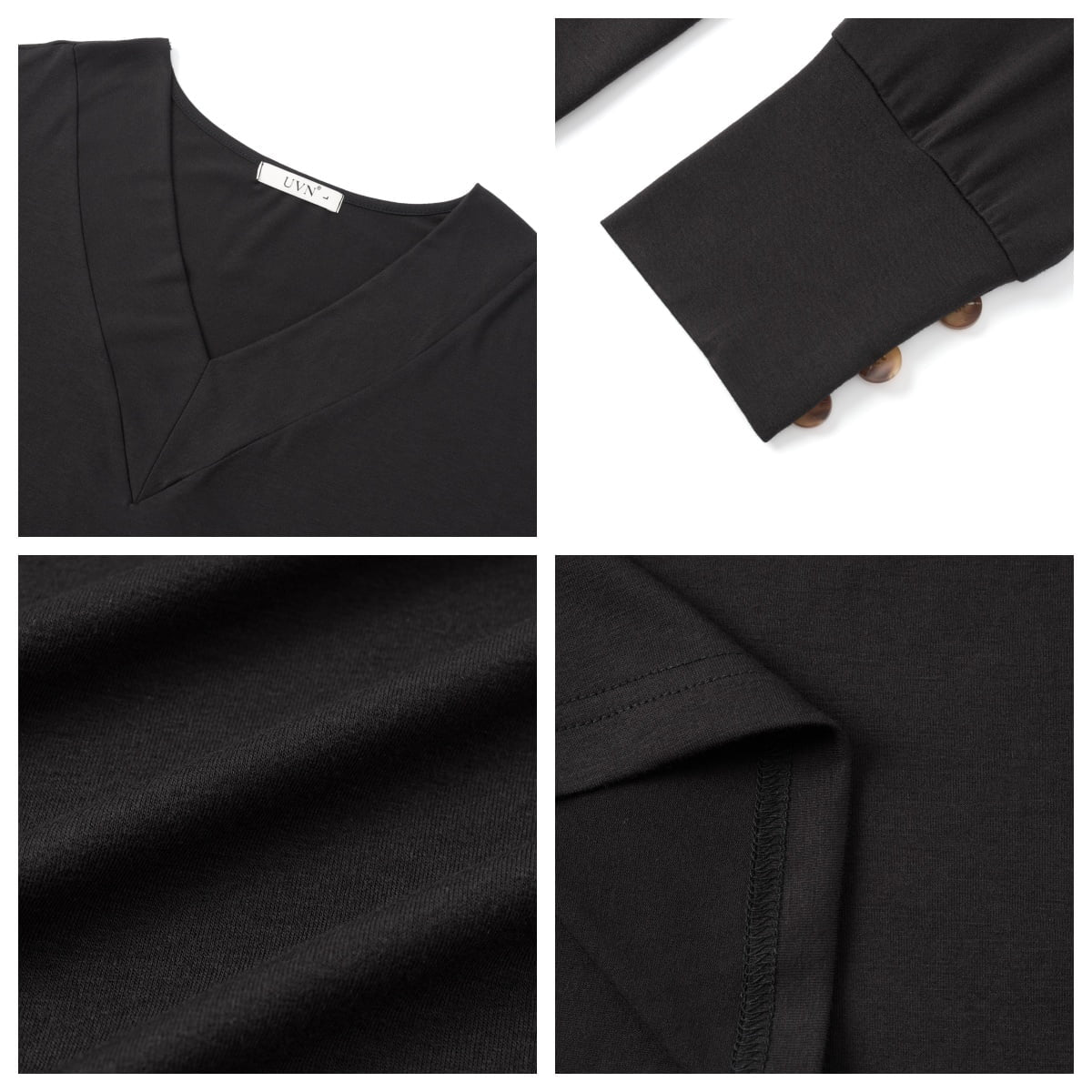 Fall Blouses for Women V Neck Dressy Casual Shirts Loose Fit Long Sleeve Button Tops