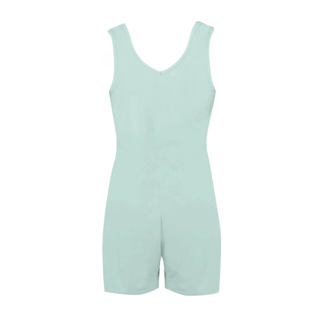 Summer 2025 Short Jumpsuits for Women Casual Rompers Sleeveless Loose Spaghetti Strap Shorts Overalls Jumpers with Pockets Light Blue,L