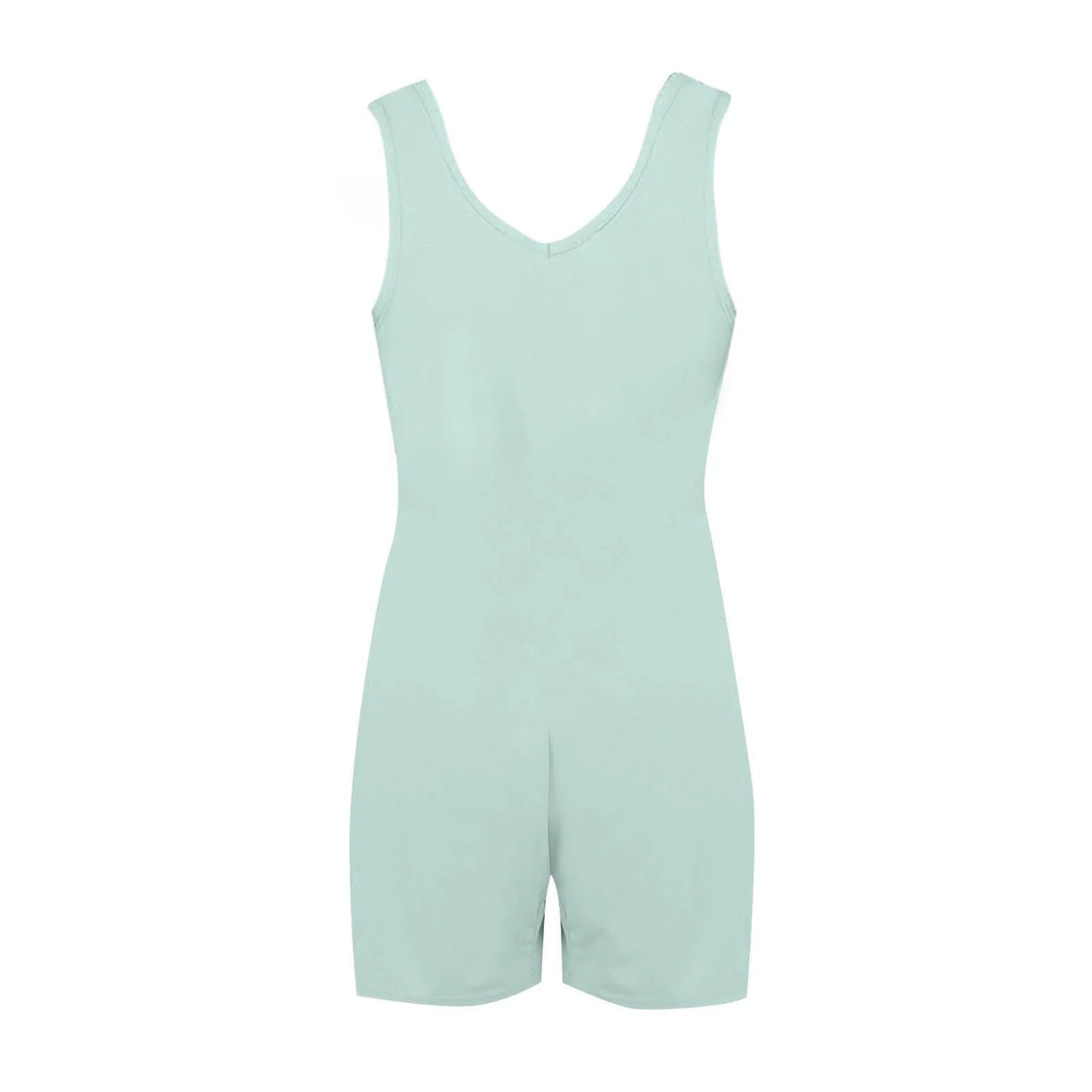 Summer 2025 Short Jumpsuits for Women Casual Rompers Sleeveless Loose Spaghetti Strap Shorts Overalls Jumpers with Pockets Light Blue,L