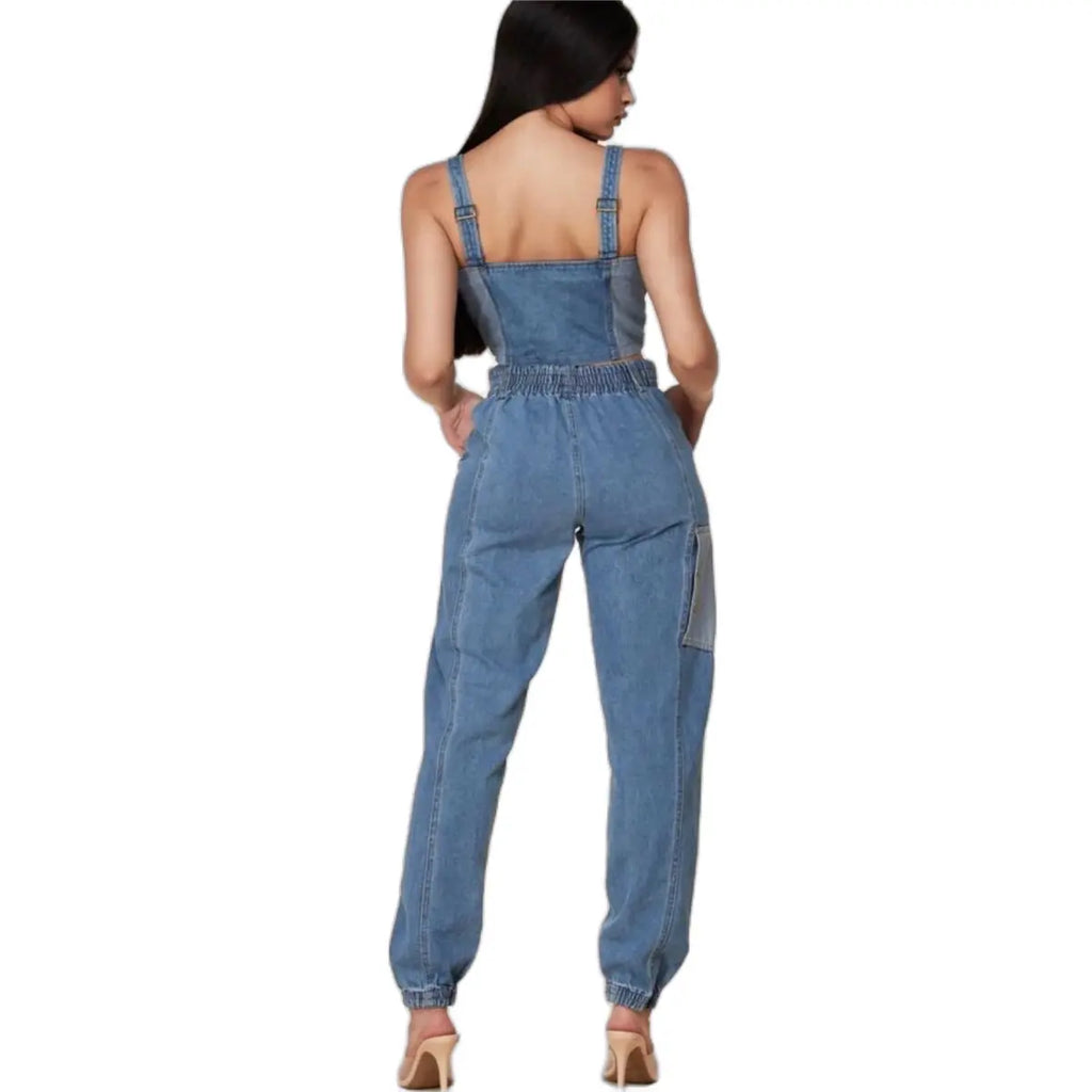 Two-Tone Denim Pants Set